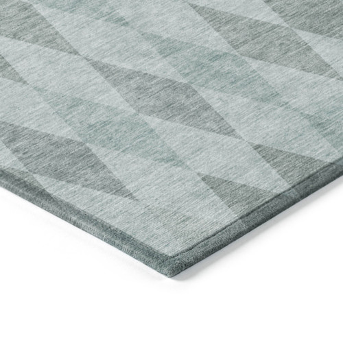 10' X 14' Teal Geometric Washable Non Skid Indoor Outdoor Area Rug
