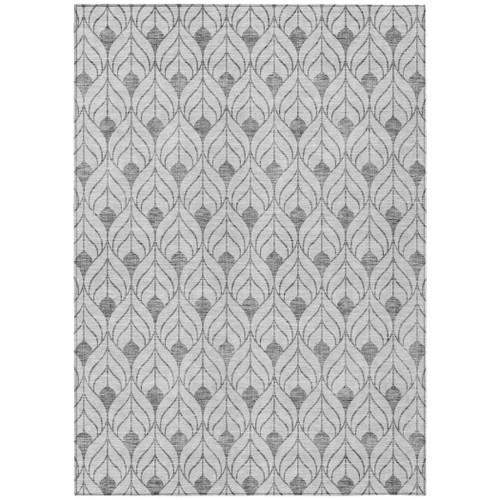9' X 12' Silver And Gray Geometric Washable Indoor Outdoor Area Rug