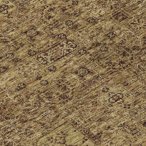 8' Brown And Taupe Round Floral Washable Indoor Outdoor Area Rug