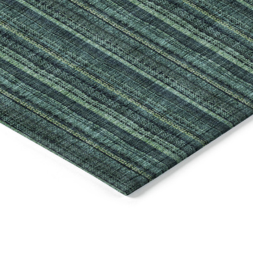 10' X 14' Teal Blue Aqua And Mint Green Striped Washable Indoor Outdoor Area Rug