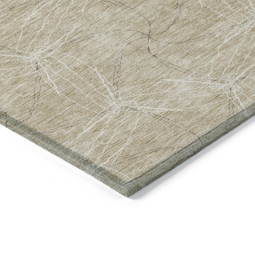 10' X 14' Beige And Ivory Geometric Washable Indoor Outdoor Area Rug