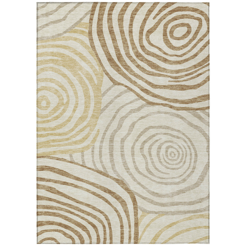 8' X 10' Gold Ivory And Beige Abstract Washable Indoor Outdoor Area Rug