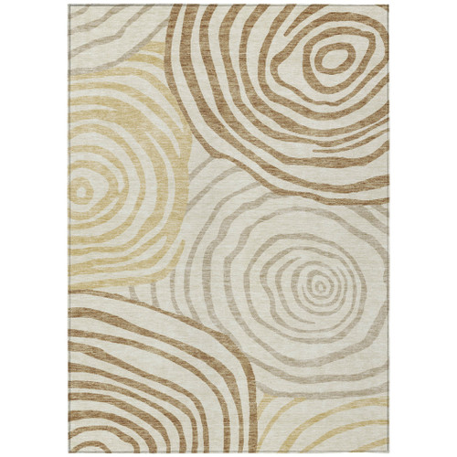 8' X 10' Gold Ivory And Beige Abstract Washable Indoor Outdoor Area Rug