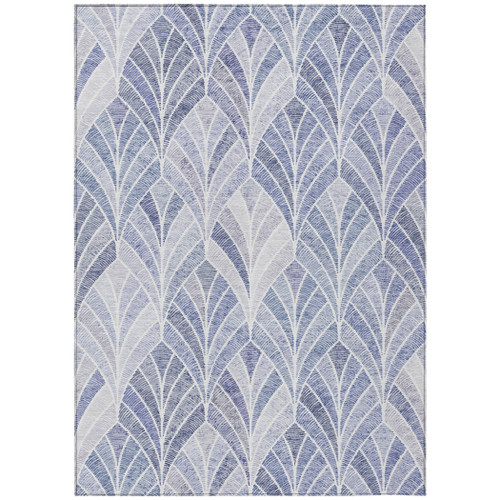 8' X 10' Denim Blue And Sky Blue Geometric Washable Indoor Outdoor Area Rug