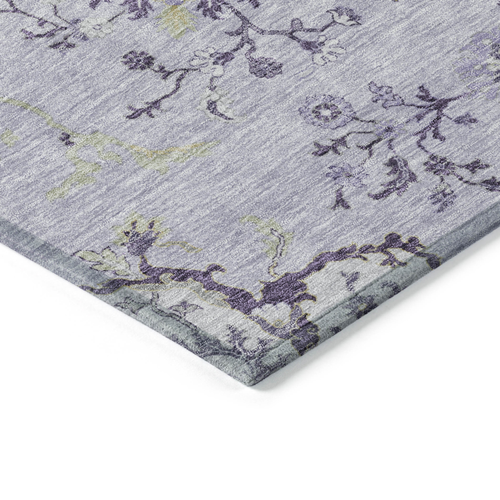 8' X 10' Lavender Purple And Gray Floral Washable Indoor Outdoor Area Rug