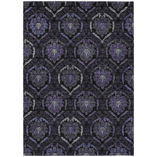 8' X 10' Purple Charcoal And Gray Medallion Washable Indoor Outdoor Area Rug