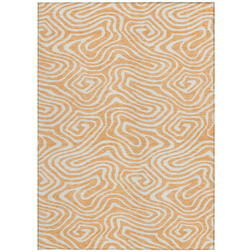 10' X 14' Peach And Ivory Abstract Washable Indoor Outdoor Area Rug