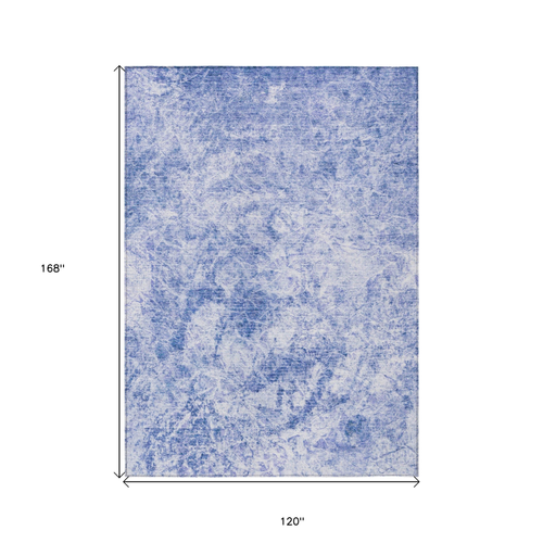 10' X 14' Blue Abstract Washable Non Skid Indoor Outdoor Area Rug