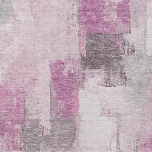 10' X 14' Pink And Silver Abstract Washable Indoor Outdoor Area Rug - Pink, Silver