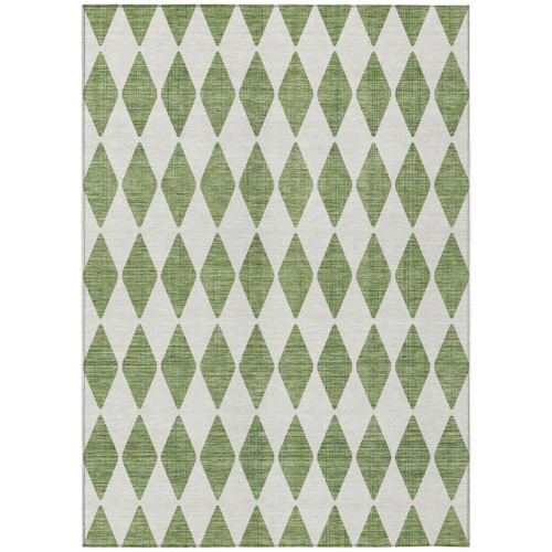10' X 14' Green And Ivory Geometric Washable Indoor Outdoor Area Rug
