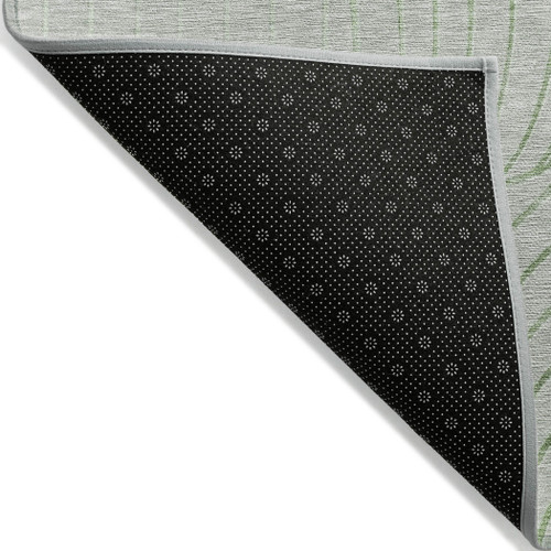 8' X 10' Artichoke Green And Silver Abstract Washable Indoor Outdoor Area Rug