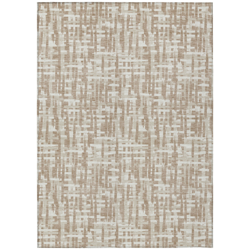 10' X 14' Tan And Beige Abstract Washable Indoor Outdoor Area Rug