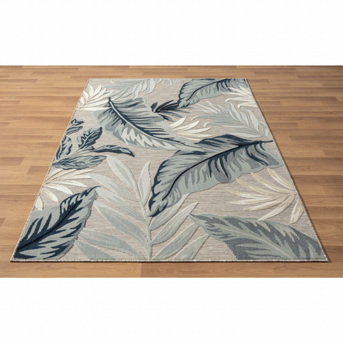 5' X 7' Blue And Gray Indoor Outdoor Area Rug