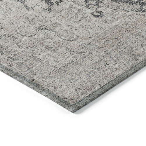 10' X 14' Black And Ivory Oriental Washable Indoor Outdoor Area Rug