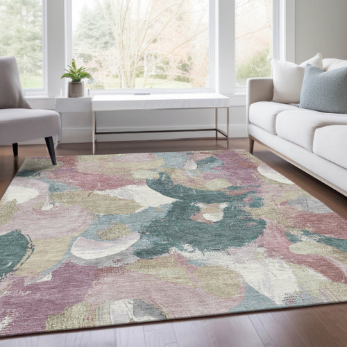 Abstract Washable Indoor Outdoor Area Rug