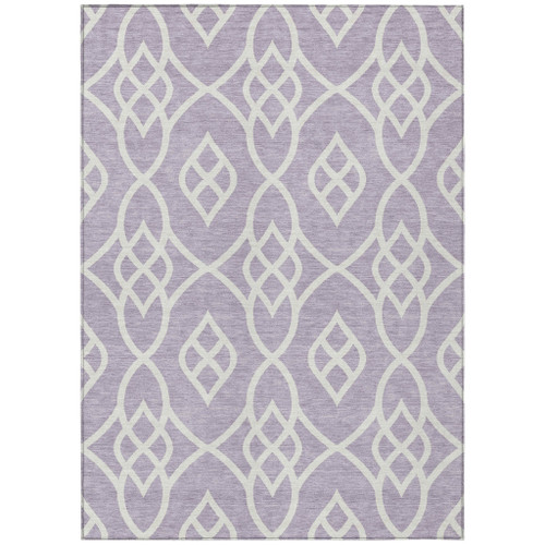 10' X 14' Lavender And Ivory Trellis Washable Indoor Outdoor Area Rug