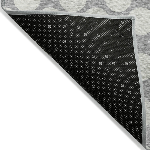 8' X 10' Gray And Silver Polka Dot Washable Indoor Outdoor Area Rug