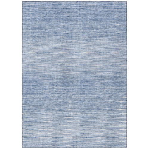 9' X 12' Denim Blue And Blue Abstract Washable Indoor Outdoor Area Rug