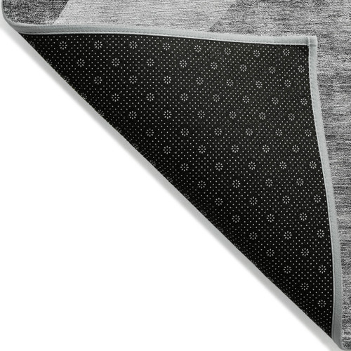 10' X 14' Silver Gray And Graphite Abstract Washable Indoor Outdoor Area Rug