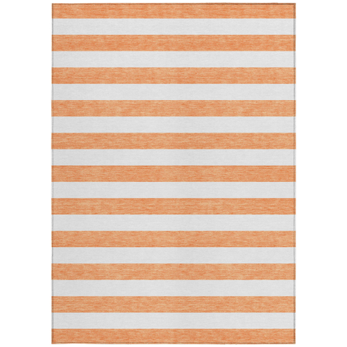 10' X 14' Salmon Striped Washable Non Skid Indoor Outdoor Area Rug