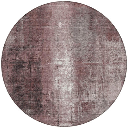 8' Blush And Ivory Round Abstract Washable Indoor Outdoor Area Rug - Blush, Ivory