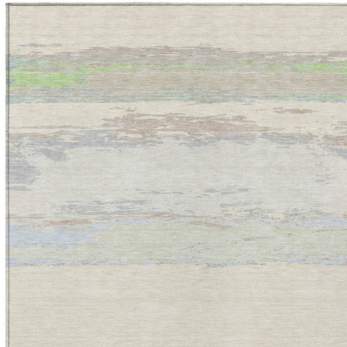8' X 10' Ivory Abstract Washable Indoor Outdoor Area Rug