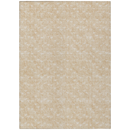 10' X 14' Tan Geometric Washable Non Skid Indoor Outdoor Area Rug