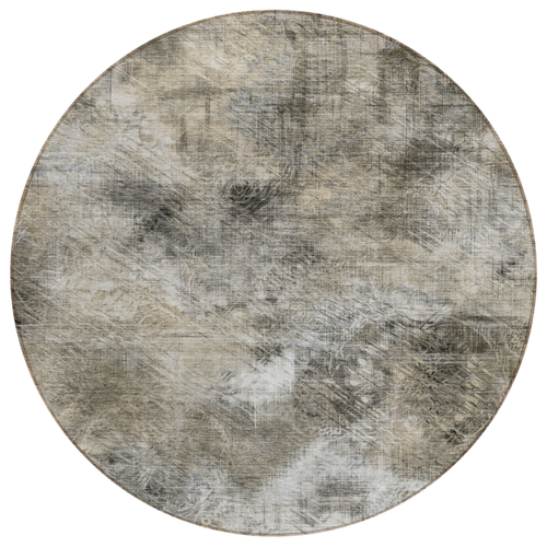 8' Beige Taupe And Gray Round Abstract Washable Indoor Outdoor Area Rug