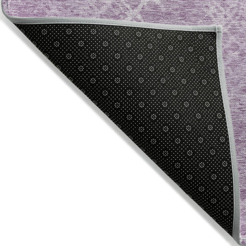 10' X 14' Lavender Purple And Ivory Geometric Washable Indoor Outdoor Area Rug