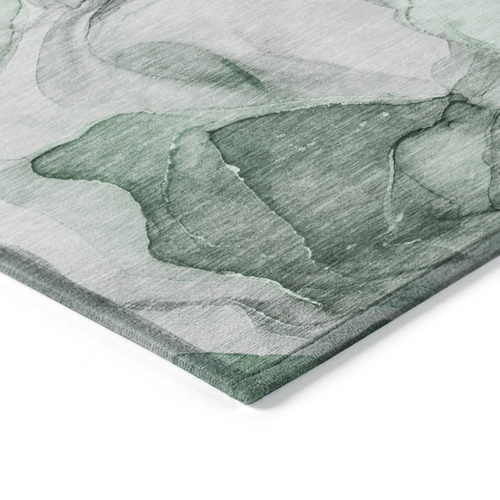 9' X 12' Green Abstract Washable Non Skid Indoor Outdoor Area Rug