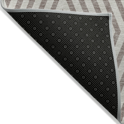 8' X 10' Taupe and Ivory Geometric Washable Non Skid Indoor Outdoor Area Rug