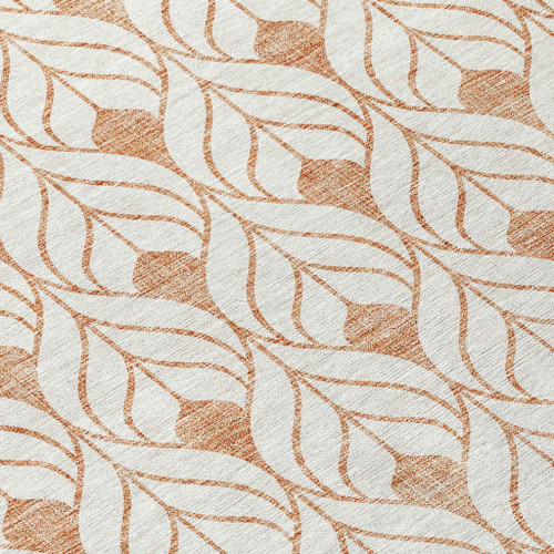 8' Salmon And Beige Round Geometric Washable Indoor Outdoor Area Rug