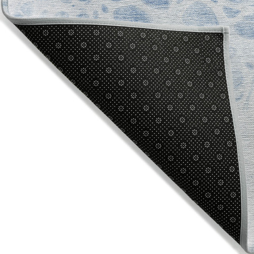 9' X 12' Sky Blue And Denim Blue Nautical Washable Indoor Outdoor Area Rug