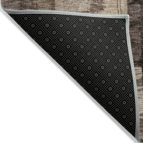 10' X 14' Brown Black And Tan Abstract Washable Indoor Outdoor Area Rug
