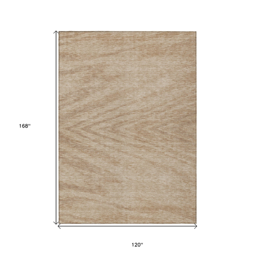 10' X 14' Khaki And Brown Abstract Washable Indoor Outdoor Area Rug