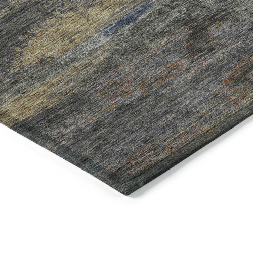 9' X 12' Graphite And Gray Abstract Washable Indoor Outdoor Area Rug
