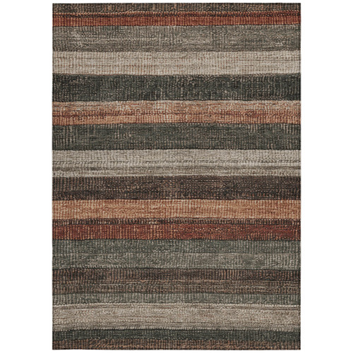 8' X 10' Rust And Taupe Striped Washable Indoor Outdoor Area Rug