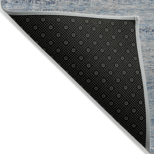 8' X 10' Sky Blue And Navy Blue Abstract Washable Indoor Outdoor Area Rug