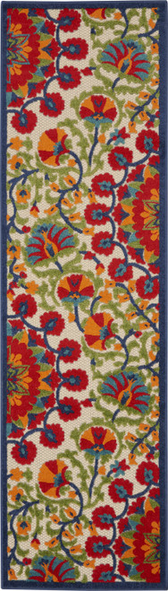 Homeroots Home Decor Red and Multicolor Indoor Outdoor Runner Rug, 2 x 6 Inch
