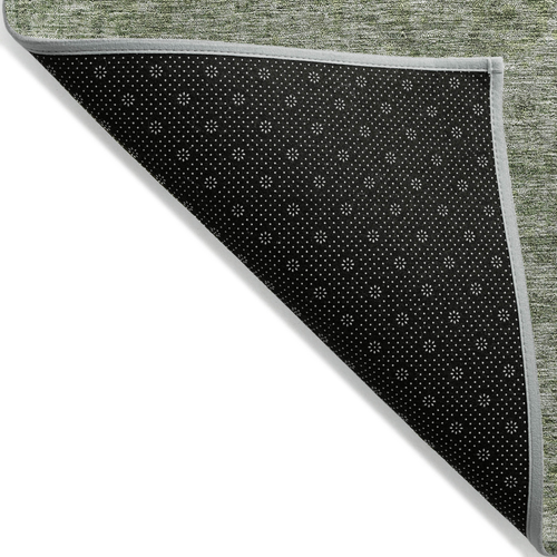 10' X 14' Olive Green And Beige Floral Washable Indoor Outdoor Area Rug