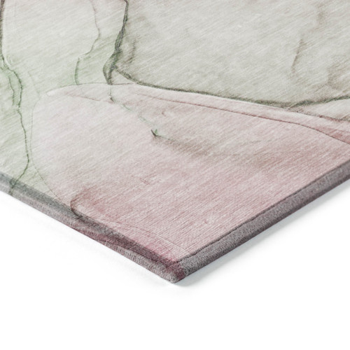8' Round Gray and Pink Round Abstract Washable Non Skid Indoor Outdoor Area Rug