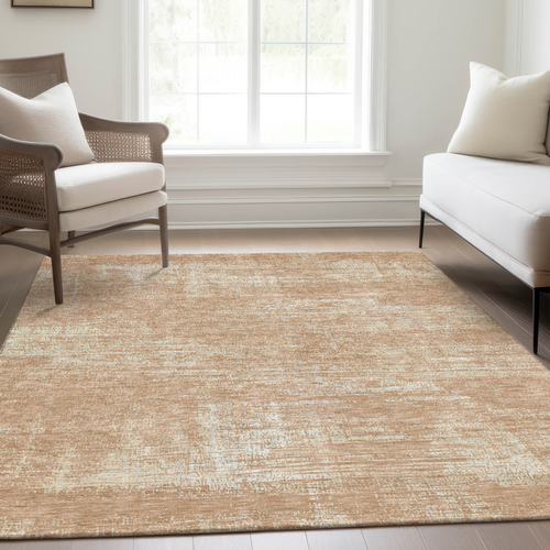8' X 10' Coral And Salmon Abstract Washable Indoor Outdoor Area Rug