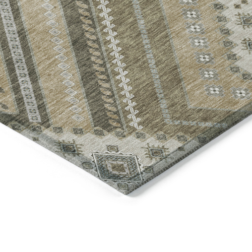 10' X 14' Beige Gray And Ivory Tribal Washable Indoor Outdoor Area Rug