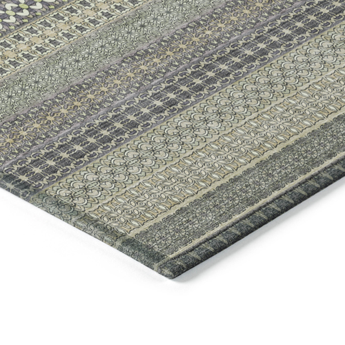 10' X 14' Sage Striped Washable Non Skid Indoor Outdoor Area Rug