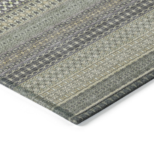 10' X 14' Sage Striped Washable Non Skid Indoor Outdoor Area Rug