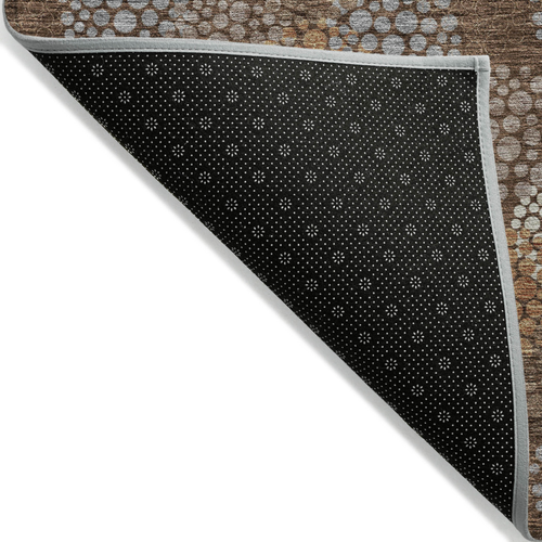 9' X 12' Brown Gray And Ivory Polka Dot Washable Indoor Outdoor Area Rug