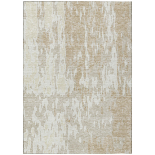 10' X 14' Beige And Ivory Abstract Washable Indoor Outdoor Area Rug