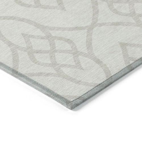 10' X 14' Ivory And Gray Trellis Washable Indoor Outdoor Area Rug