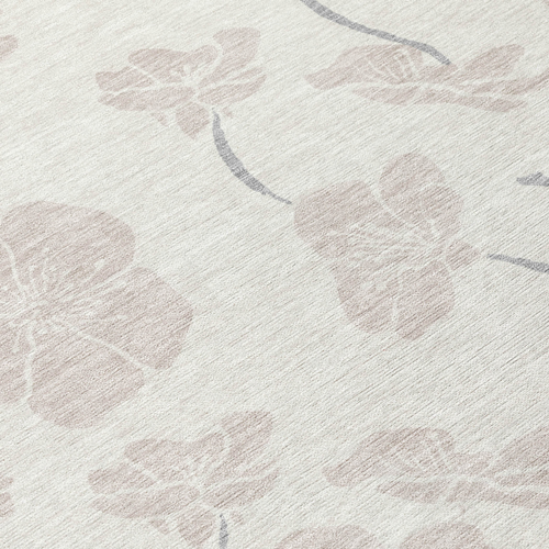 8' Ivory And Gray Round Floral Washable Indoor Outdoor Area Rug