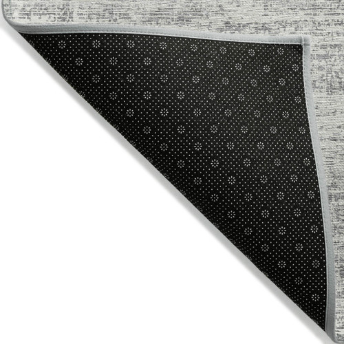 10' X 14' Silver Gray And Charcoal Abstract Washable Indoor Outdoor Area Rug